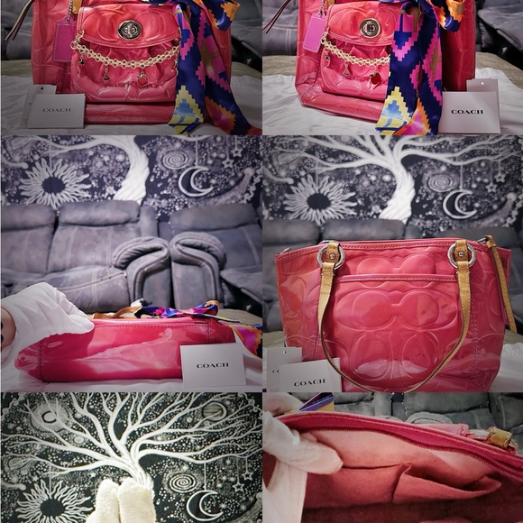 Coach Pink soho Shoulder Bag with Multicolor Scarf - Picture 11 of 17